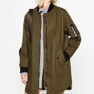 ZARA Z1975 Denim Army Military Speakup Green Long Jacket